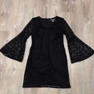 Karl Lagerfeld Black Textured Long Sleeve Dress